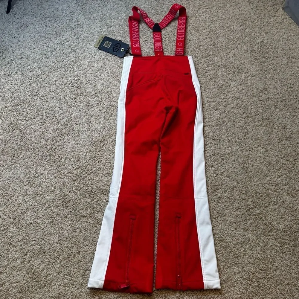 GOLDBERGH WOMEN'S HIGH END SALOPETTE SKI PANTS BIB FLAME RED NWT US 6
